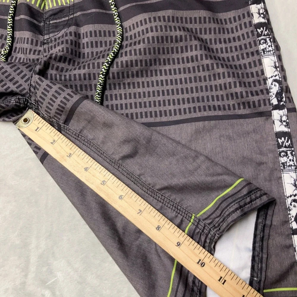 Metal Mulisha Board Shorts Skulls Graphic Striped Swim Trunks Mens 34